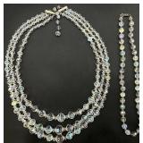 Vintage Aurora Borealis Faceted Crystal Necklaces