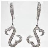 Sterling Silver Clear Stone Heart Earrings