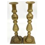 Pair Antique Victorian Brass Candlesticks