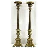 Pair 22in Brass Candle Holders