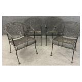 Four Wrought Iron Barrel Back Chairs