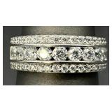 Sterling Silver Clear Stone Channel Set Ring, Sz 7