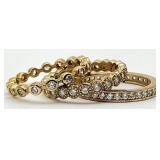 3pc Gold Tone Sterling Stacking Rings, Sz 6