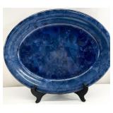 Signed Blue Crystalline Glaze Pottery Platter