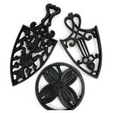 3 Antique Vintage Cast Iron Trivets