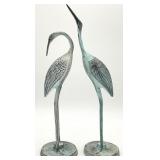 2 Mid Century Style Brass Heron Statues
