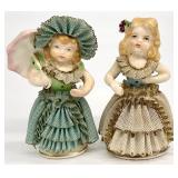 2 Small Porcelain Lace Girl Figurines