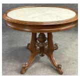 Oval Victorian Marble Top Parlor Table
