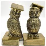Pair Vintage Brass Owl Bookends