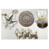 4 Sterling Silver Brooches