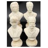 4 Vintage Musical Composer Carved Bust Figures