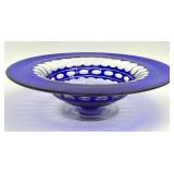 Val St. Lambert Blarney Blue Cut To Clear Bowl