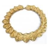 Vintage Gold Tone Lily Pad Leaf Necklace