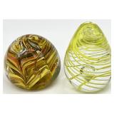 2 Art Glass Paperweights