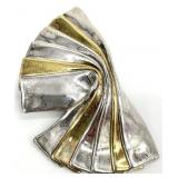 Varsano Sterling Silver Gold Wash Brooch Pendant