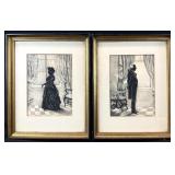 2pc George & Martha Washington Silhouettes Wall