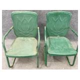 Pair 1950's Metal Patio Chairs