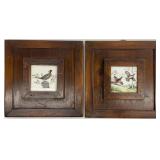 2 Wildlife Bird Art Ceramic Tiles, Framed