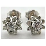 14K White Gold & Diamond Earrings