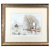 Jeremy King S/N River Scene Framed Litho Art Print