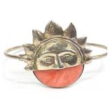 Sterling Silver Coral Sun Cuff Bracelet