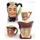 4 Miniature English Toby Jugs