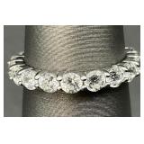 Sterling Silver Clear Stone Channel Ring, Sz 5