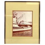 Vintage Trawler Boat Picture, Signed