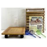 Cedar Shower Deck, Rolling Plant Stand & More