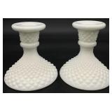 Pair Vintage Westmorland Milk Glass Candlesticks