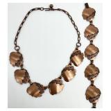Copper Leaf Necklace & Bracelet Set
