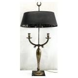 Brass 2-Arm Marble Base Bouillotte Lamp