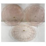 3 Vintage Pink Glass Cake Stands