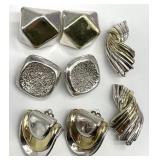 4pr Designer Sterling Overlay Clip On Earrings