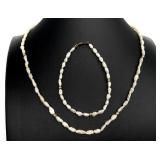 14K Gold & Pearl Necklace & Bracelet