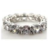 Sterling Silver Round CZ Eternity Ring, Sz 5