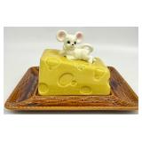 Vintage Ceramic Mouse & Cheese Dish