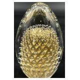FM Konstglas 24K Gold Bubble Art Glass Paperweight