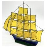 Stained Glass Sailboat Schooner Sculpture