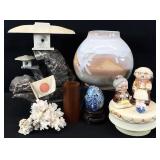 Vtg Japanese Stone Temple, Pottery Vase & More