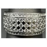 Sterling Silver Clear Stone Channel Ring, Sz 6