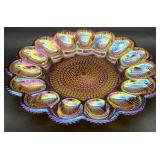 Iridescent Marigold Carnival Glass Egg Tray