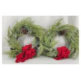 2 Christmas Wreaths, Hangers & Storage Bag