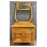 Antique Oak Chest w/ Mirror