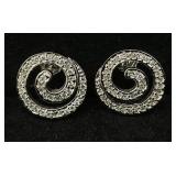 Sterling Silver CZ Swirl Earrings