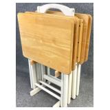 4 Wooden TV Trays & Stand Set