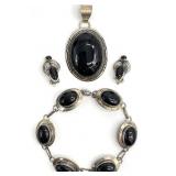 3pc Native American Sterling Black Onyx Jewelry