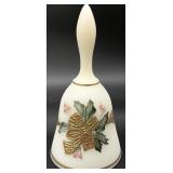 Fenton Golden Poinsettias Ivory Satin Bell