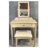 New Weathered Grey Vanity w/ Tilted Mirror & Bench
