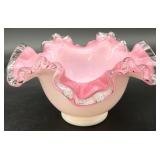 Fenton Peach Crest Ruffle Edge Art Glass Bowl
